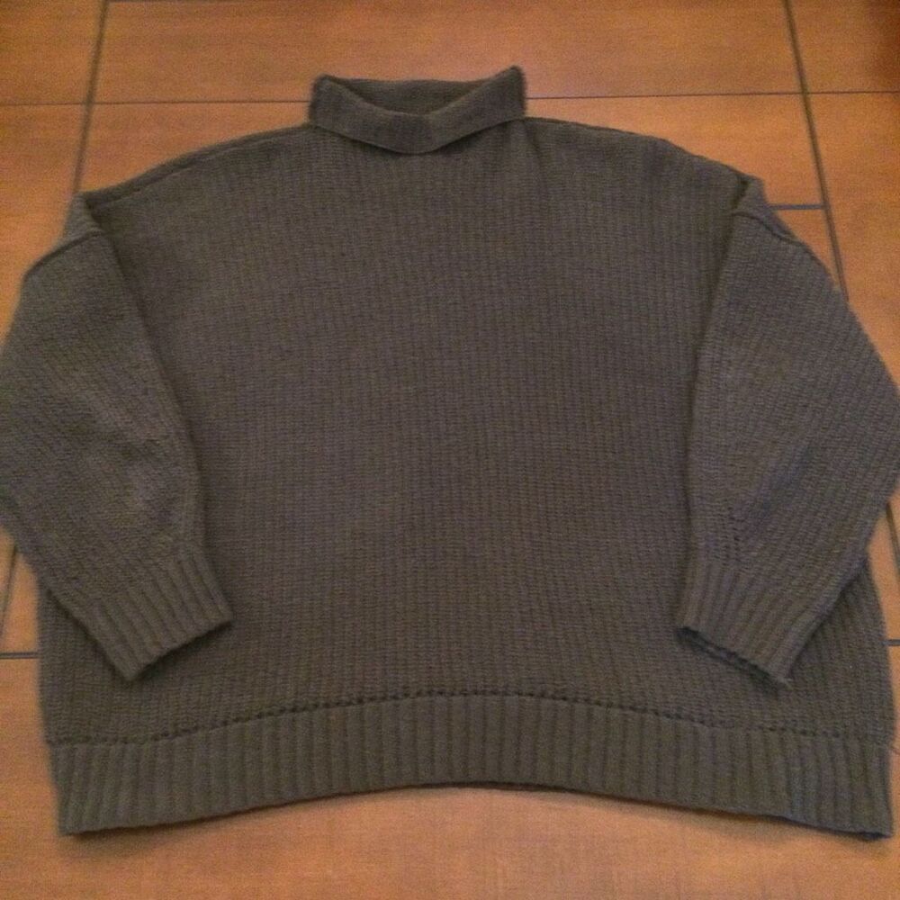 Aerie brown knit turtle mock neck sweater oversized large